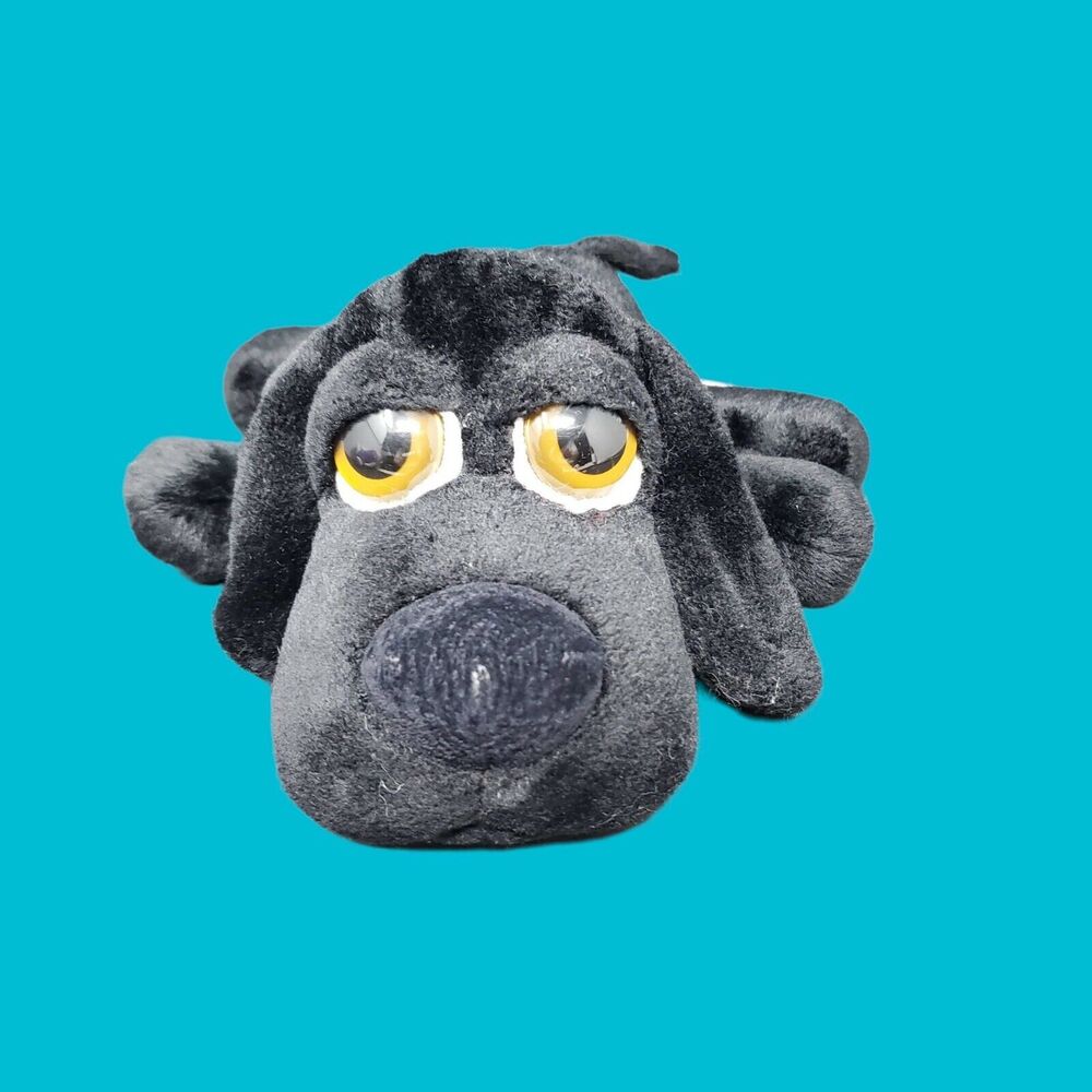 Russ 9" Gunther Puppy Dog Black Plush Stuffed Animal Big Eyes Head Toy Softie